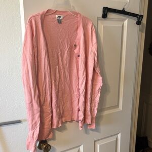 Pink Button-Front Cardigan Sweater